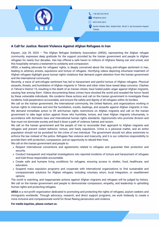 A Call for Justice: Recent Violence Against Afghan Refugees in Iran